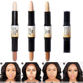 img 4 attached to 💄 Wismee 3Pcs Contour Highlighter Stick - Makeup Set for Light Dark Skin - Three-Dimensional 6 Color Duo Brightening Concealer Contouring Pen Kit - Face Makeup Cosmetic Foundation Creamy Set for Women Girls