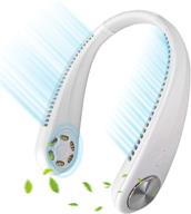 leipple neck fan portable: bladeless handsfree sport fan for travel & office - rechargeable usb neckband fan with leafless, headphone design (white) logo