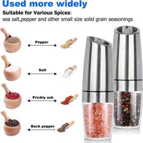 img 1 attached to Convenient One-Hand Electric Salt and Pepper Grinder Set: Refillable, Adjustable Coarseness, LED Light, Battery-Operated (2 Pack)