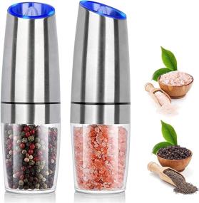 img 4 attached to Convenient One-Hand Electric Salt and Pepper Grinder Set: Refillable, Adjustable Coarseness, LED Light, Battery-Operated (2 Pack)