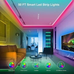 img 2 attached to 🌈 DYLYNA 50ft LED Strip Lights: APP Control Music Sync RGB Light Strips for Bedroom - Remote Included!