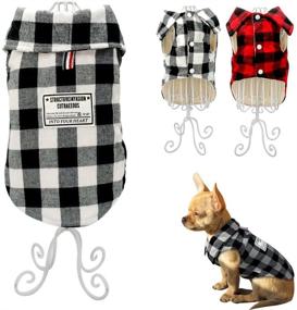 img 1 attached to Beirui Windproof British Plaid Dog Sweater Winter Coat - Buffalo Plaid Dog Pajamas for Small Dogs - Black and Red Cold Weather Jacket for Puppy Yorkshire Terrier, Chihuahua, Maltese