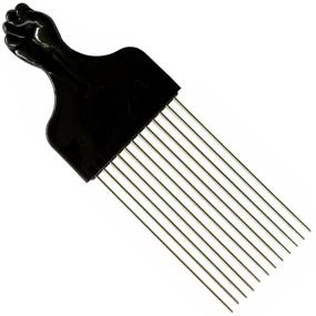 img 1 attached to 🏾 Улучшите свои волосы с SSK Long Square Afro Pick с черным кулаком - премиум металлический гребень для афроамериканских волос