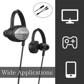 img 3 attached to DLAND Wired Sports Headphones - Noise Cancelling Earhook Earbuds with Detachable Microphone 🎧 for PS4, Xbox, Laptop Computer, Cellphone - Inline Controls for Hands-Free Calling - Gaming Earphones.