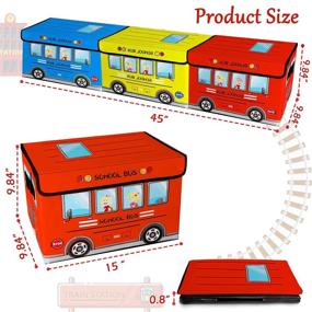 img 2 attached to 🚌 Organize Your Kids' Toys with our Collapsible Toy Chest Storage Cubes - School Bus Pattern, with Lids - Perfect for Playrooms, Closets, and Living Rooms - 3 Pack