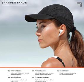 img 2 attached to 🎧 SHARPER IMAGE Soundhaven True Wireless Earbuds, Bluetooth 5.0 with Qi Wireless Charging, Earphones with 4 Built-in Microphones, 16 Hours of Playtime, Ergonomic Design, 5 Ear Tip Sizes