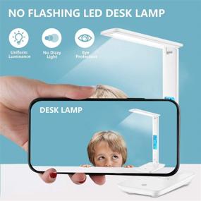 img 3 attached to 🔌 Smart Foldable LED Desk Lamp with Clock, Alarm, Date, and Temperature - Adjustable and Dimmable Touch Table Light for Office, Bedroom, Study - White TC25