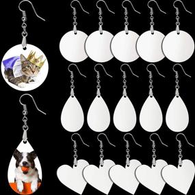 img 4 attached to Sublimation Blank Earrings Set of 24 - Round Shape, White Heat Transfer Earrings with Wire Hooks for DIY Crafts. Ideal Supplies for Making Heart and Drip Shape Designs.