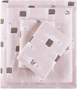 img 3 attached to Cozy 100% Cotton Flannel Novelty Print Animals Stars Cute Warm Ultra Soft Cold Weather Bedding Set - Twin, Pink Llamas