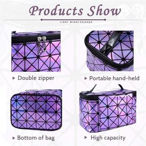 img 2 attached to 💜 Large Holographic Cosmetic Travel Bag in Purple - Fashionable Makeup Bag with Makeup Organizer for Women