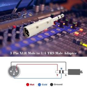 img 2 attached to Адаптер XLR Male к 1/4, 6,35 мм TRS стерео штекер к XLR Male аудио адаптеру - переходной соединитель, серебристая отделка, упаковка из 1 шт - JOLGOO