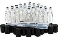 🍶 vivaplex 24 clear 10ml glass roll-on bottles with stainless steel roller balls: includes 3-3ml droppers for precision application logo