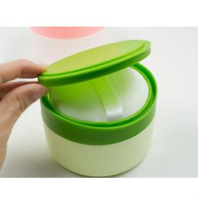 img 2 attached to 👶 Portable Plastic Baby Powder Puff Box Holder Container - Talcum Powder Case Jar Pot with Puff, Sieve Tray, and a Vibrant Green Design