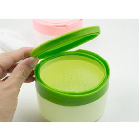 img 1 attached to 👶 Portable Plastic Baby Powder Puff Box Holder Container - Talcum Powder Case Jar Pot with Puff, Sieve Tray, and a Vibrant Green Design