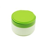 👶 portable plastic baby powder puff box holder container - talcum powder case jar pot with puff, sieve tray, and a vibrant green design logo