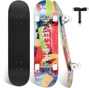 img 4 attached to 🛹 ArgoHome Complete Skateboards for Beginners - 31"x 7.88", 7-Layer Maple Double Kick Concave Design for Standard & Trick Riding, High Rebound PU Wheels - Ideal for Teens, Kids, Boys, Girls, Youths, and Adult Beginners