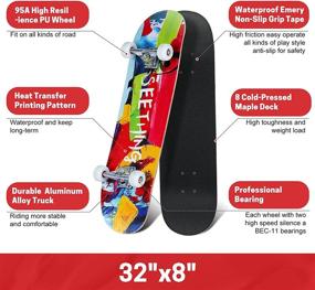 img 1 attached to 🛹 ArgoHome Complete Skateboards for Beginners - 31"x 7.88", 7-Layer Maple Double Kick Concave Design for Standard & Trick Riding, High Rebound PU Wheels - Ideal for Teens, Kids, Boys, Girls, Youths, and Adult Beginners