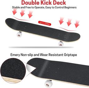 img 3 attached to 🛹 ArgoHome Complete Skateboards for Beginners - 31"x 7.88", 7-Layer Maple Double Kick Concave Design for Standard & Trick Riding, High Rebound PU Wheels - Ideal for Teens, Kids, Boys, Girls, Youths, and Adult Beginners