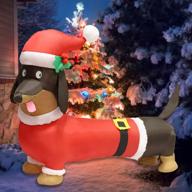 🎄 self-inflatable 5ft long wiener dog with suit - ideal dachshund blow up yard décor for indoor & outdoor christmas celebration, garden ornaments, and party favor decoration. enhance your holiday spirit with joiedomi logo