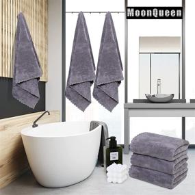 img 3 attached to 🛀 MOONQUEEN 2 Pack Premium Bath Towel Set - Quick Drying - Microfiber Coral Velvet Highly Absorbent Towels - Multipurpose Use as Bath, Fitness, Bathroom, Shower, Sports, or Yoga Towel (Grey)