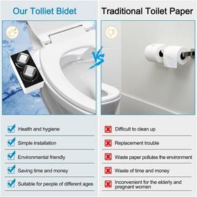 img 1 attached to 🚽 Non-Electric Dual Nozzle Mechanical Bidet Attachment for Toilet - Cold Water, Self Cleaning, Adjustable Pressure - Ideal for Rear and Feminine Wash - Easy Installation