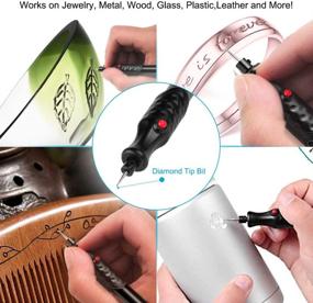 img 2 attached to 🖋️ Electric Engraver Pen - Cordless DIY Precision Engraving Tool with Diamond Tip for Metal, Glass, Wood, Ceramics, Jewelry, and Stone - Black
