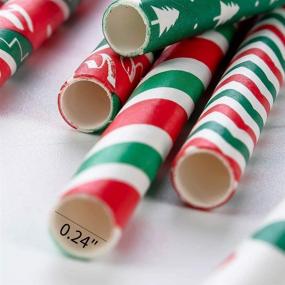 img 1 attached to 🎄 Biodegradable Paper Straws Christmas 100-Pack: 7.75 Inches, Stripe Design, Red, Green, Dot, Snow Pattern - Bulk Holiday Gift | Ououps