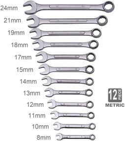 img 1 attached to 🔧 Универсальный набор комбинированных гаечных ключей из 24 штук с рулонной сумкой - дюймовая система 1/4" до 1" и метрическая система 8 мм до 24 мм - идеально подходит для дома, гаража, общежития, аварийной ситуации на дороге, лодки и многого другого!