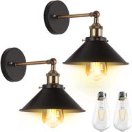 🛋️ jackyled ul antique vintage wall sconces, hardwired industrial wall sconce, adjustable 240° black arm swing wall lamp for kitchen bedroom doorway, 2-pack with included bulbs logo