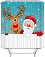 🎅 funny christmas kids shower curtain: waterproof, blue & white sets with hooks for festive bathroom decor 72"x72 logo