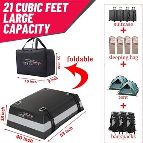 img 3 attached to 🚘 Spacious 21 Cubic Feet Car Roof Bag: Waterproof, Anti-Tear, and Versatile for All Vehicles with/Without Rack