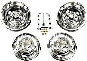 img 1 attached to 🚗 Kaper II SS-E35008-ULT Polished Stainless Steel Ford Wheel Simulator Set: Perfect Fit for Ford E350 / E450, 16" X 6", 8 Lug, 6.5 Bolt Circle with 4 Hand Hole