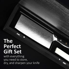 img 3 attached to 🔪 Premium Master Maison 7.5-Inch Damascus Steel Cleaver Chef Knife Set: AUS-10 Japanese Stainless Steel Butcher Knife, Protective Edge Guard Cover, Sharpening Stone, Gift Box Holder, Full-Tang Handle, Black