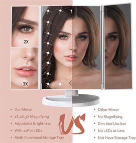 img 2 attached to 💄 Enhanced Trifold Makeup Mirror with Touch Control and Illuminated Features - Ideal Women's Gift