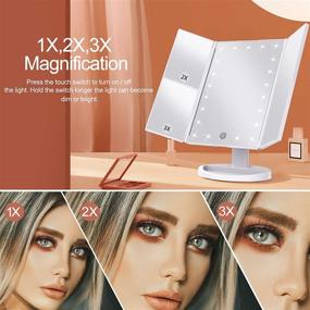 img 3 attached to 💄 Enhanced Trifold Makeup Mirror with Touch Control and Illuminated Features - Ideal Women's Gift