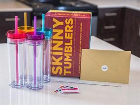 img 3 attached to 🥤 4 Pack 16oz Skinny Tumblers with Lids and Straws - Clear Acrylic, Double Wall, BPA-Free Tumblers - Includes FREE Straw Cleaner & Name Tags!