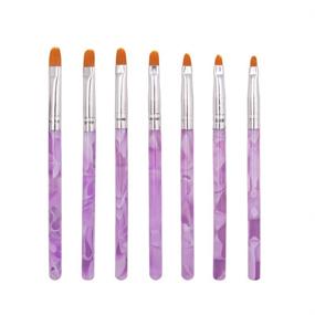 img 4 attached to 💅 Kalolary 7 PCS UV Gel Nail Brush Set, Nail Art Tips Builder Extension Brush Kit Nail Painting Polish Pen Clean Up Brushes for Home and Salon Use