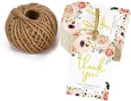 🌸 100pcs wrapaholic boho floral gift tags with string - elegant thank you for celebrating with us design paper tags | ideal for wedding & party favors | includes 100 feet natural jute twine logo