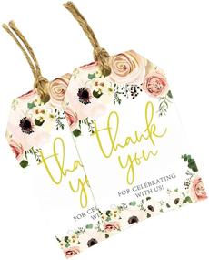 img 3 attached to 🌸 100PCS WRAPAHOLIC Boho Floral Gift Tags with String - Elegant Thank You for Celebrating with Us Design Paper Tags | Ideal for Wedding & Party Favors | Includes 100 Feet Natural Jute Twine