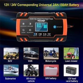 img 3 attached to ABLY Car Battery Charger: 12V/8A 24V/4A Automatic Smart Charger with LCD Display and Pulse Repair - for Car, Lawn Mower, Motorcycle, Boat, SUV and More