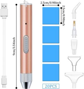 img 3 attached to 🖌️ 2-пакетный ручка для алмазного рисунка с светодиодной точечной ручкой | Включает 10 головок для ручки и 40 глиняных клеев | 5D принадлежности для алмазного рисунка для маникюра, рукоделия (Золото, Красный)