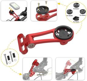 img 3 attached to 🔴 Enhanced Adjustable Bike Computer Wireless Mount: Garmin, Wahoo, Cateye, Bryton Compatible - with Flashlight Clip & Cell Phone Holder for Bike - Red