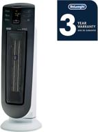 🔥 de'longhi ceramic tower heater - quiet 1500w, digital thermostat, 3 heat settings, timer, remote control, eco mode, safety features - 24-inch, dark gray (tch7915er) logo