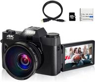 📸 ultimate 4k wifi camera: capture crystal clear 48mp shots, record stunning hd videos, youtube vlogging with flip screen, wide-angle lens & 32gb memory card included! logo