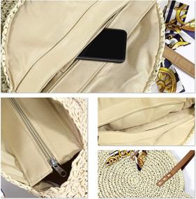 img 1 attached to 👜 Stylish Malocids Straw Bag: Chic Woven Zippered Shoulder Bag, Tote, and Crossbody Handbags for Vacation & Daily Use