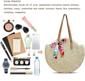 img 2 attached to 👜 Stylish Malocids Straw Bag: Chic Woven Zippered Shoulder Bag, Tote, and Crossbody Handbags for Vacation & Daily Use