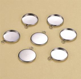 img 1 attached to 📿 50pcs Stainless Steel Round Bezel Pendant Trays for Jewelry Making: 10mm-20mm Cabochon Settings - DIY Findings