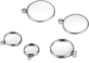 img 2 attached to 📿 50pcs Stainless Steel Round Bezel Pendant Trays for Jewelry Making: 10mm-20mm Cabochon Settings - DIY Findings