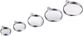 img 4 attached to 📿 50pcs Stainless Steel Round Bezel Pendant Trays for Jewelry Making: 10mm-20mm Cabochon Settings - DIY Findings