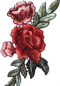 img 2 attached to 🌹 Red Rose Floral Applique Patches for DIY Lace Fabric Crafts (4 Pairs)